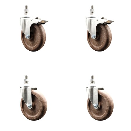 Service Caster 5 Inch 316SS High Temp Glass Filled Nylon 1/2 Inch Stem Caster Lock Brake, 2PK SS316TSTTL20S514-GFNSHT-121315-2-S2